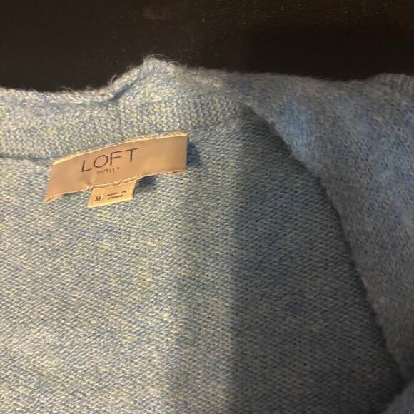 LOFT Soft Light Blue Heather Open Cardigan Sweater Women's SIZE Medium M Long - Picture 5 of 6